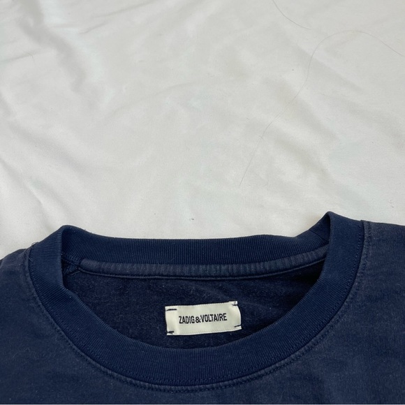 Zadig & Voltaire Love Yourself Navy Blue Crew Neck Oversized Shirt or Sweatshirt - Picture 4 of 9